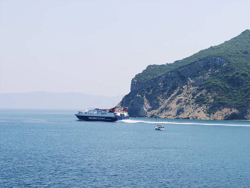 Skopelos island - ship and sailing yacht