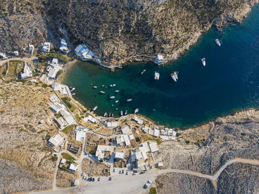 Aerial View On Cheronissos Bay And Port, Sifnos Greek Island